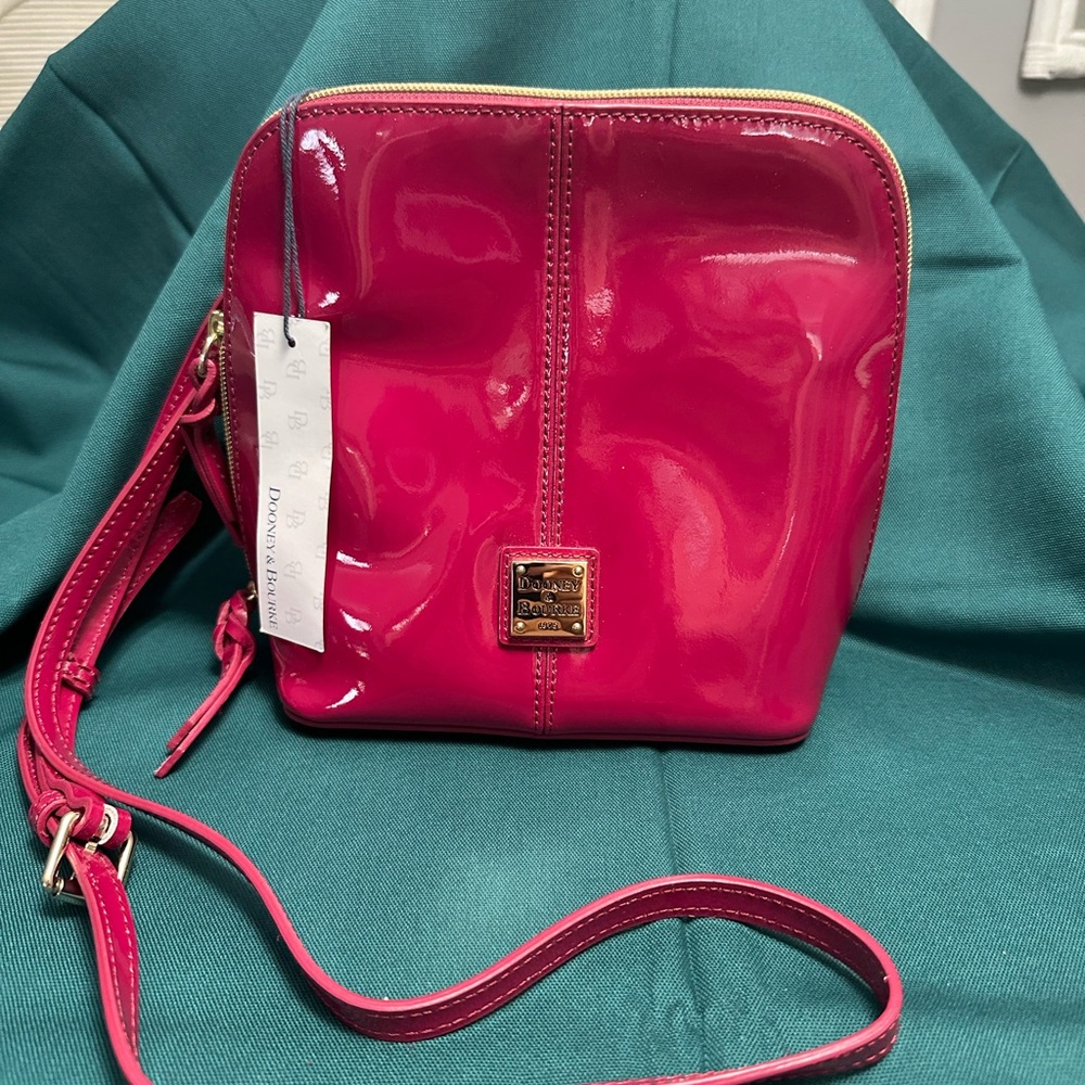 Dooney & Bourke Pink Glossy Crossbody Bag with Gold Hardware